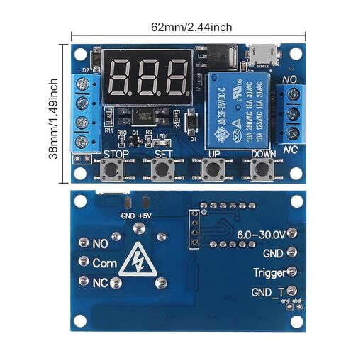 2pcs DC 6-30V Timer Relay Programmable Time Delay Relay Module Cycle Timer with LED Display Support Micro USB 5V Power Supply, Smart Home Controller in Saudi Arabia