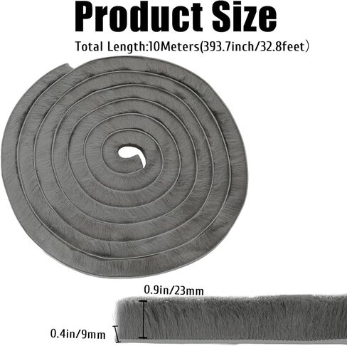 32.8ft Self-Adhesive Weather Stripping Seal Grey Brush for Doors Frame Side Sliding Windows Door Gap Draft Stopper Soundproof Dustproof for Home (0.9x0.4x32.8ft) in Saudi Arabia