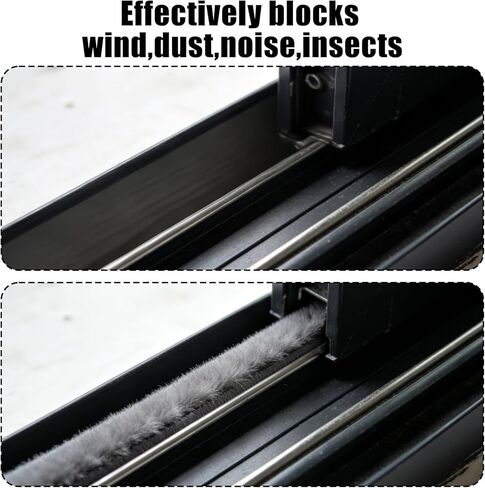 32.8ft Self-Adhesive Weather Stripping Seal Grey Brush for Doors Frame Side Sliding Windows Door Gap Draft Stopper Soundproof Dustproof for Home (0.9x0.4x32.8ft) in Saudi Arabia