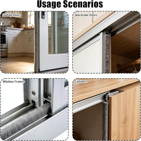 32.8ft Self-Adhesive Weather Stripping Seal Grey Brush for Doors Frame Side Sliding Windows Door Gap Draft Stopper Soundproof Dustproof for Home (0.9x0.4x32.8ft) in Saudi Arabia