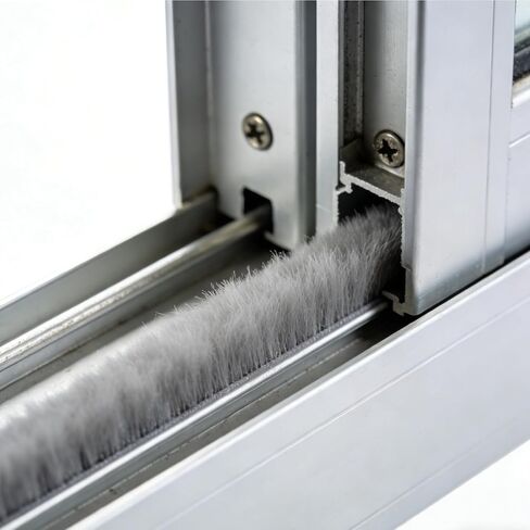 32.8ft Self-Adhesive Weather Stripping Seal Grey Brush for Doors Frame Side Sliding Windows Door Gap Draft Stopper Soundproof Dustproof for Home (0.9x0.4x32.8ft) in Saudi Arabia
