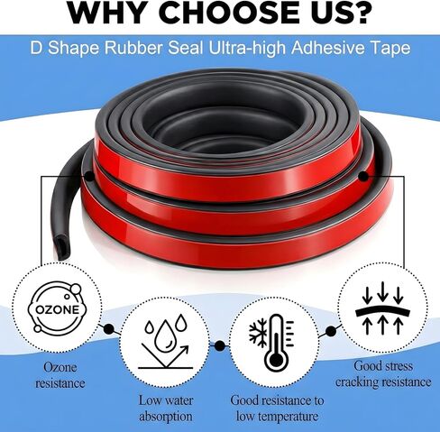 2 لفات من سدادات باب تجريد الطقس، شريط عازل مطاطي رغوي على شكل EPDM D بطول 26 قدمًا للقوارب والسيارات والبحرية وRV وأبواب/نافذة المرآب والمزيد، العرض: 0.75 بوصة؛ الارتفاع: 0.375 بوصة in Kuwait