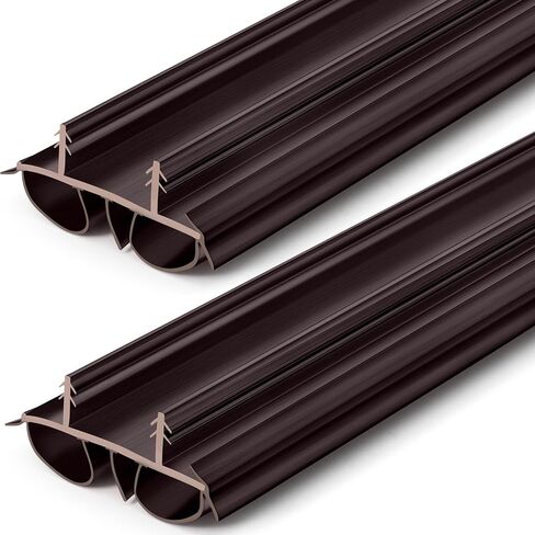 Pushglossy 2 Pcs 32" Double Bubble Kerf Door Sweep 1-3/4" Wide Vinyl Weatherstrip Seal for Exterior Doors, Energy Efficient Draft Stopper, Easy Slide in Installation(Black) in Saudi Arabia
