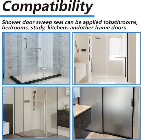 moonoom 108'' T-Type Shower Door Bottom Seal Strip, Clear Framed Door PVC Bottom Sweep Trim, Waterproof Shower Doors Insert Seals for Home Bathroom Kitchen Doors in Kuwait