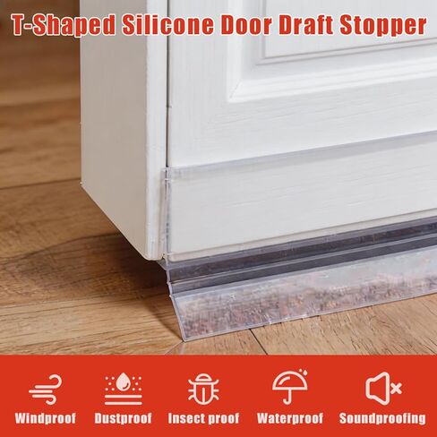 T-Shaped Silicone Seal Weather Stripping for Doors Frame Seal 3.18in x 20Ft, Door Draft Stopper for Exterior/Interior Doors, Energy Efficient Door Seal Blocks Cold Air Noise Water Dust in Saudi Arabia