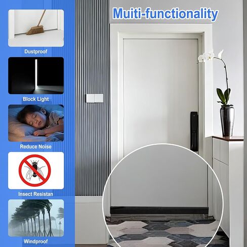 39" Door Draft Stopper - Adjustable Under Door Blocker, Double Sided Weather Stripping for Noise & Dust Proof - Universal Fit (Removable Fabric/Sponge)(Black) in Kuwait