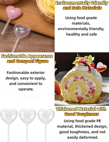 luvilly100 Pcs Clear 4ml Mini Heart Pipettes, Clear Plastic Cupcake Liquid Dropper Disposable Mini Pipettes Dropper, Infused Strawberries Tubes for Cupcake Decoration/Chocolate Lovers in Kuwait