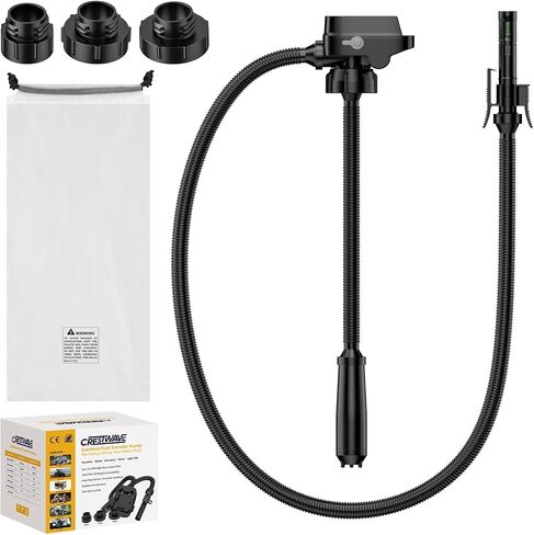Fuel Transfer Pump, 2.4GPM Gas Pump for Gas Can with Auto-Stop Sensor, Extra Long Hose 4 Adapters, Battery-Powered Electric Gas Pump for Lawn Mower Generator Boat Emergency Use in Kuwait