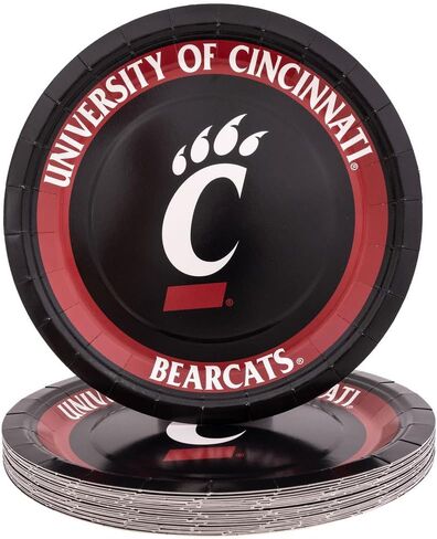 أطباق ورقية من جامعة صبار الصحراء سينسيناتي UC Bearcats عدد 20 أطباق مستديرة مقاس 9 بوصة للبوابات الخلفية والحفلات والتخرج والمناسبات (التصميم أ) in Saudi Arabia