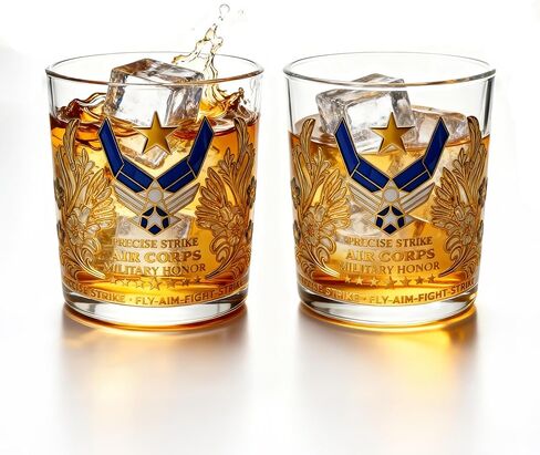 Licensed Design air force Whiskey Glass – 10oz Personalized USAF Veteran Tribute Glass, Great Gift Idea for Air Force Veterans Day Gifts, Active Duty & Military Retirement in Saudi Arabia