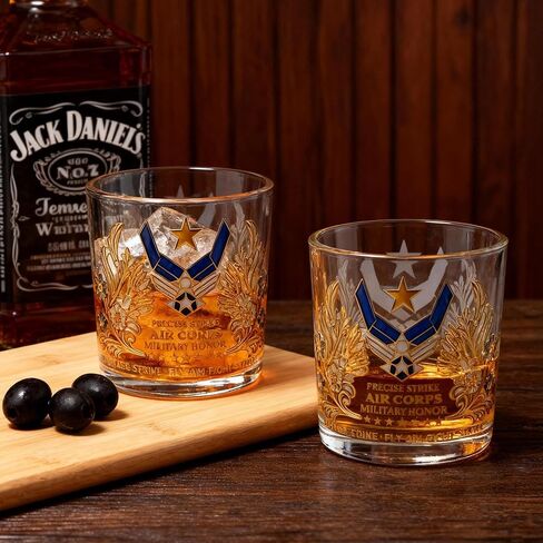Licensed Design air force Whiskey Glass – 10oz Personalized USAF Veteran Tribute Glass, Great Gift Idea for Air Force Veterans Day Gifts, Active Duty & Military Retirement in Saudi Arabia