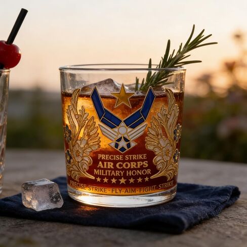 Licensed Design air force Whiskey Glass – 10oz Personalized USAF Veteran Tribute Glass, Great Gift Idea for Air Force Veterans Day Gifts, Active Duty & Military Retirement in Saudi Arabia
