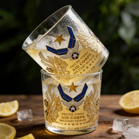 Licensed Design air force Whiskey Glass – 10oz Personalized USAF Veteran Tribute Glass, Great Gift Idea for Air Force Veterans Day Gifts, Active Duty & Military Retirement in Saudi Arabia