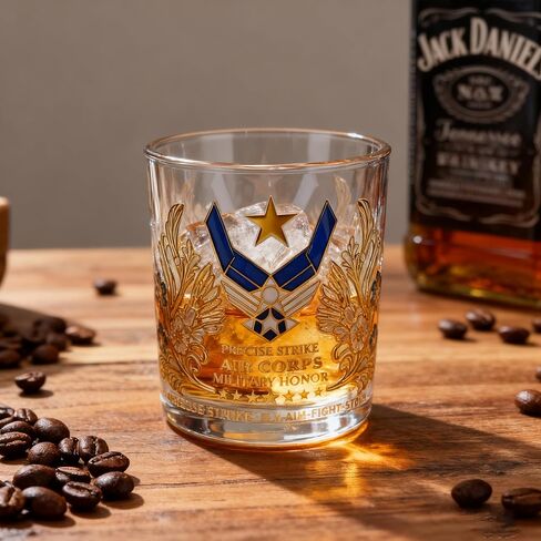 Licensed Design air force Whiskey Glass – 10oz Personalized USAF Veteran Tribute Glass, Great Gift Idea for Air Force Veterans Day Gifts, Active Duty & Military Retirement in Saudi Arabia