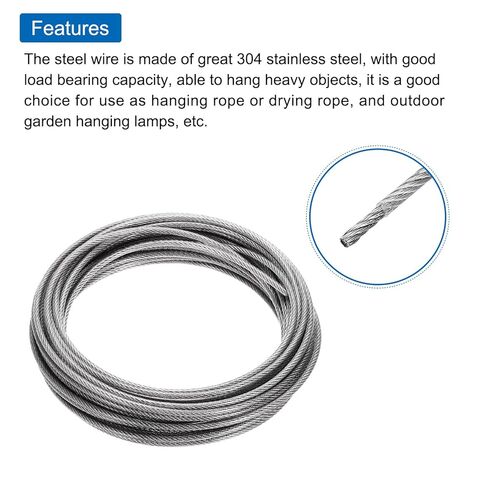 MECCANIXITY 33FT Stainless Steel Cable Railing Kit, 1/8" Silver 7x7 Strand Wire Rope with Loop Sleeves and Thimbles for Outdoor Deck Fence Wire & String Light,Picture Hanging in Saudi Arabia