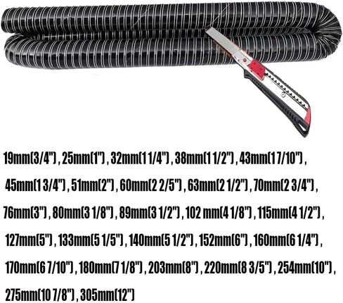 Automotive Large Vent Hose - High Heat Brake Cooling Duct, Black Induction Intake Pipe, 1m (3.3ft) x 275mm (10 7/8") - Durable Exhaust Airflow Solution in Saudi Arabia