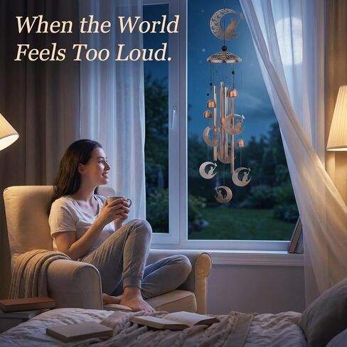Cat Memorial Wind Chimes - Pet Sympathy Gifts for Loss of Cat - Moon Cat Decor for Outside Garden - Deep Tone Large Outdoor Windchime Gift Box in Saudi Arabia