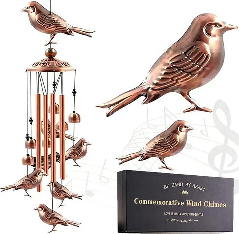Magpie Wind Chimes Outdoor Deep Tone - Metal Bird Garden Decor - Sympathy Windchime for Outside - Unique Housewarming Gifts with Box in Saudi Arabia