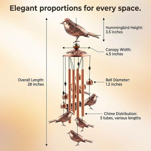 Magpie Wind Chimes Outdoor Deep Tone - Metal Bird Garden Decor - Sympathy Windchime for Outside - Unique Housewarming Gifts with Box in Saudi Arabia