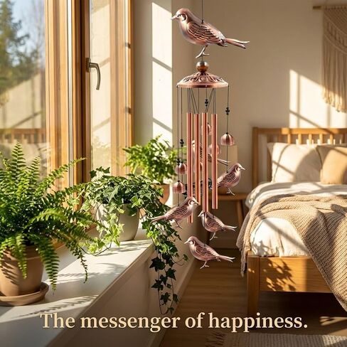 Magpie Wind Chimes Outdoor Deep Tone - Metal Bird Garden Decor - Sympathy Windchime for Outside - Unique Housewarming Gifts with Box in Saudi Arabia
