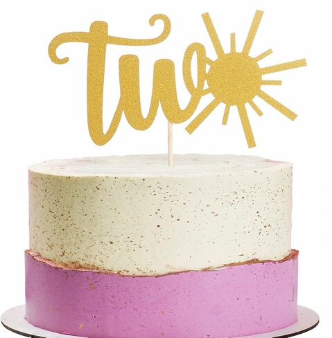 Cake Topper for Baby 1st Birthday - Gold Glitter Sunshine First Anniversary Shower Topper, Single-sided Sun ONE Birthday Cake Smash Topper For Photo Booth Props, Party Cake Decorating Supplies in Saudi Arabia