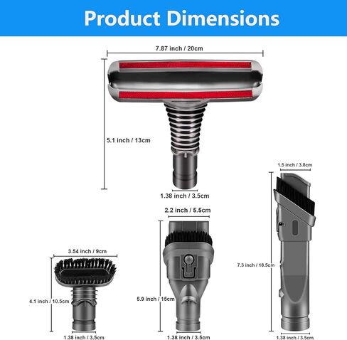 مجموعة أدوات المرفقات لـ Dyson V6 V7 V8 V10 DC16 DC24 DC33 DC34 DC35 DC39 DC44 DC58 DC59 DC62 DC74 مكنسة كهربائية لاسلكية، أدوات التنظيف المنزلية مجموعة فرش (4 قطع مجموعة فرش) in Saudi Arabia