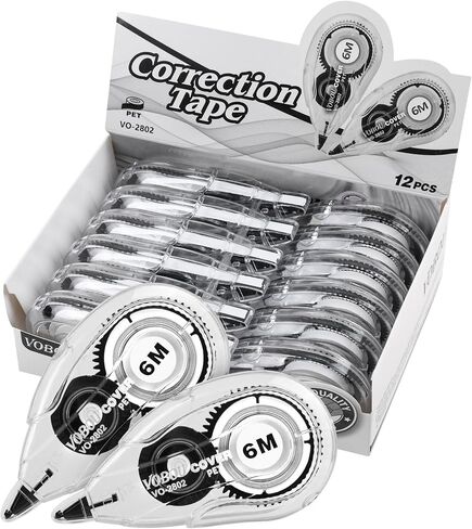 White Correction Tape, Easy To Use Applicator for Instant Corrections Wrong Writing At Any Time, For school, Office (Red and Blue, 12pack, 6M/256" x 0.2") in Kuwait