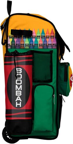 Boombah Rolling Superpack Baseball/Softball Gear Bag - Telescopic Handle - Holds 4 Bats - Wheeled Version - Crayons Multi in Saudi Arabia