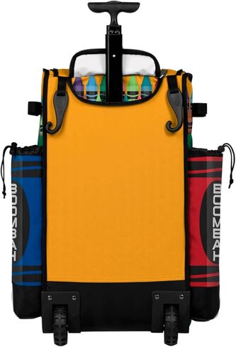 Boombah Rolling Superpack Baseball/Softball Gear Bag - Telescopic Handle - Holds 4 Bats - Wheeled Version - Crayons Multi in Saudi Arabia