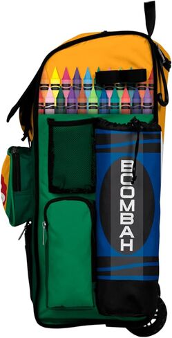 Boombah Rolling Superpack Baseball/Softball Gear Bag - Telescopic Handle - Holds 4 Bats - Wheeled Version - Crayons Multi in Saudi Arabia