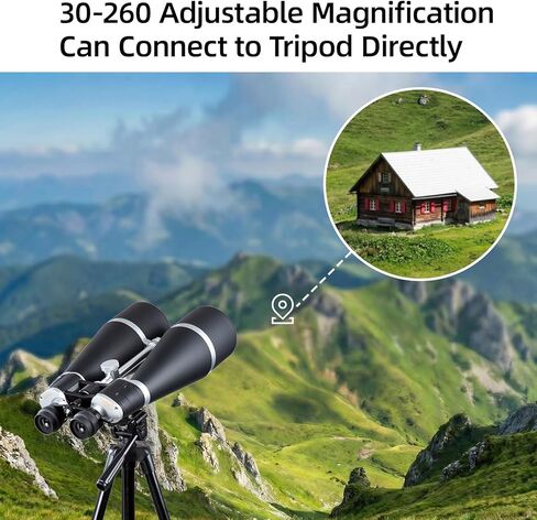 30-260X80 Binoculars for Adults High Powered,Zoom Binoculars with Tripod and Straps for Stargazing,Bird Watching,Travel(Black Silver in Kuwait