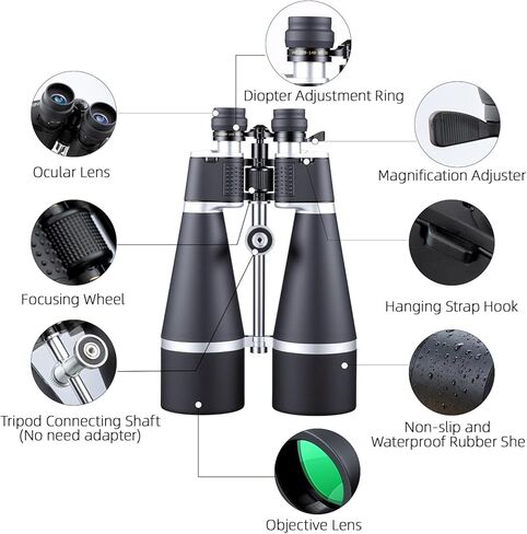 30-260X80 Binoculars for Adults High Powered,Zoom Binoculars with Tripod and Straps for Stargazing,Bird Watching,Travel(Black Silver in Kuwait