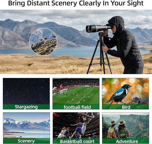 30-260X80 Binoculars for Adults High Powered,Zoom Binoculars with Tripod and Straps for Stargazing,Bird Watching,Travel(Black Silver in Kuwait