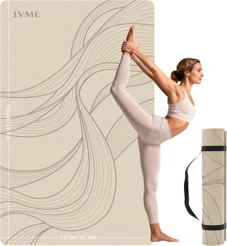 Large Yoga Mat (75.5"x47.6"x0.4"）Extra Wide & Thick 10mm, Non-Slip Exercise Mat, High-Density TPE Mat for Yoga Pilates & Home Gym Workouts in Saudi Arabia