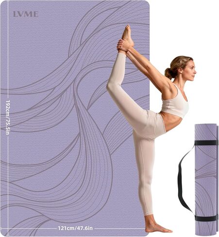 Large Yoga Mat (75.5"x47.6"x0.4"）Extra Wide & Thick 10mm, Non-Slip Exercise Mat, High-Density TPE Mat for Yoga Pilates & Home Gym Workouts in Saudi Arabia