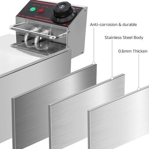 Deep Fryer Stainless Steel - Commercial Style Electric Fryer with Adjustable Thermostat, Rapid Heating & Oil Filtration Basket - Safe for Home Kitchen (Chips/Chicken/Donuts), 3L in Saudi Arabia