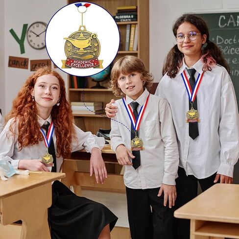 20 Pcs Academic Excellence Medals Bulk 2.4 inch Reading Gold Medals with Neck Ribbons Metal Trophy Award Prize Gifts for Adult Book Lover Competitions Party in Saudi Arabia