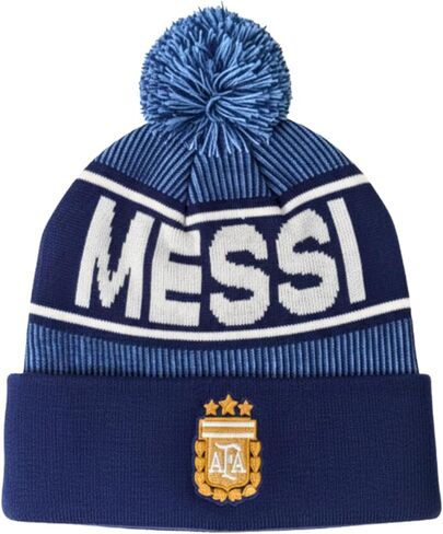 Messi Argentina Beanie – Adult Winter Hat with Pom, AFA Crest & 3-Star Design Fan Gear White in Saudi Arabia