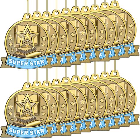 20 Pcs Academic Excellence Medals Bulk 2.4 inch Reading Gold Medals with Neck Ribbons Metal Trophy Award Prize Gifts for Adult Book Lover Competitions Party in Saudi Arabia
