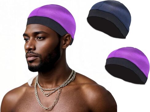 2 Pcs Premium Wave Cap for Men,Black Compression Wig Caps for 360,Hair Bonnet for Men Sleeping Silky Durag in Saudi Arabia