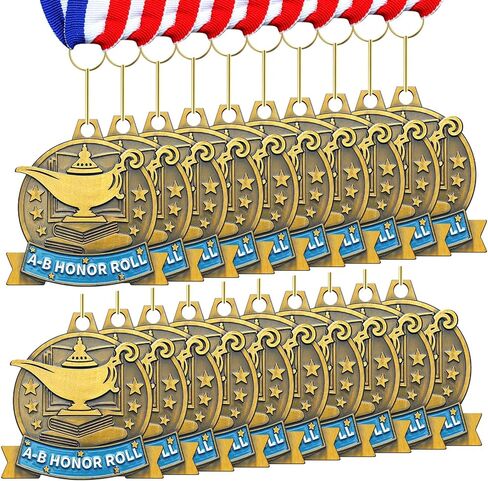 20 Pcs Academic Excellence Medals Bulk 2.4 inch Reading Gold Medals with Neck Ribbons Metal Trophy Award Prize Gifts for Adult Book Lover Competitions Party in Saudi Arabia