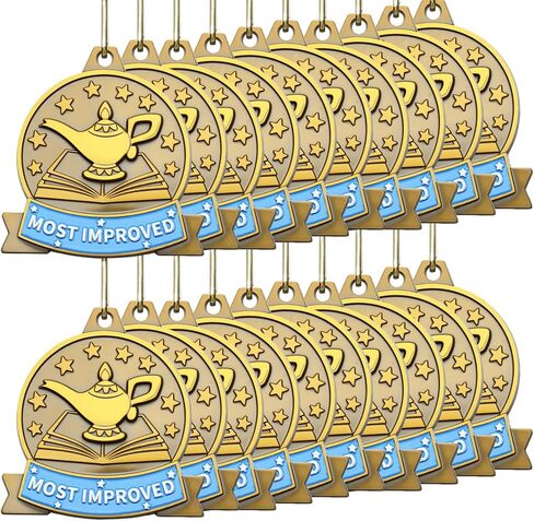 20 Pcs Academic Excellence Medals Bulk 2.4 inch Reading Gold Medals with Neck Ribbons Metal Trophy Award Prize Gifts for Adult Book Lover Competitions Party in Saudi Arabia