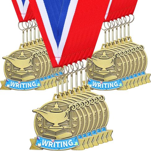 20 Pcs Academic Excellence Medals Bulk 2.4 inch Reading Gold Medals with Neck Ribbons Metal Trophy Award Prize Gifts for Adult Book Lover Competitions Party in Saudi Arabia