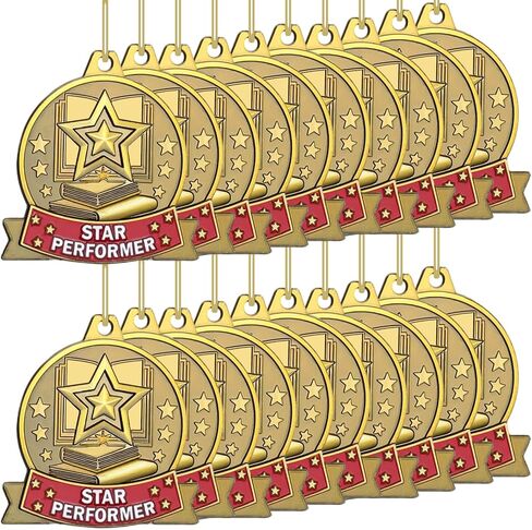 20 Pcs Academic Excellence Medals Bulk 2.4 inch Reading Gold Medals with Neck Ribbons Metal Trophy Award Prize Gifts for Adult Book Lover Competitions Party in Saudi Arabia