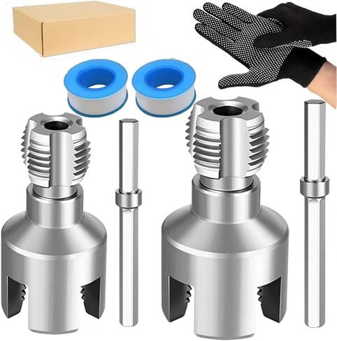 Pipe Threading Tool Set 1/2" & 3/4" PPR Pipe Tap Kit, Internal & External Threading Tool, Manual Pipe Thread Cutter with Hex Shank for Plastic Plumbing Repair in Saudi Arabia