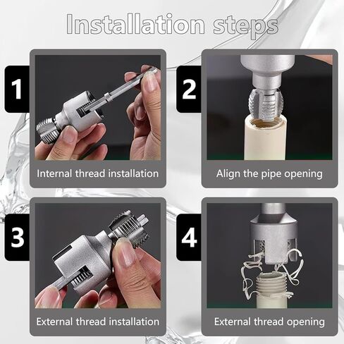 Pipe Threading Tool Set 1/2" & 3/4" PPR Pipe Tap Kit, Internal & External Threading Tool, Manual Pipe Thread Cutter with Hex Shank for Plastic Plumbing Repair in Saudi Arabia