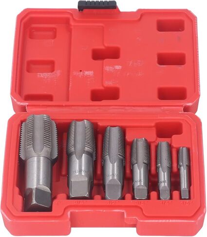 6 Piece NPT Pipe Tap Set, Carbon Steel Thread Forming Taps for Accurate Threads, with Plastic Storage, for Plumbers Mechanics DIYers in Saudi Arabia