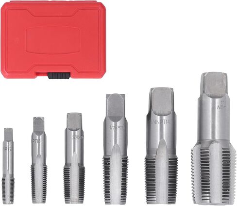 6 Piece NPT Pipe Tap Set, Carbon Steel Thread Forming Taps for Accurate Threads, with Plastic Storage, for Plumbers Mechanics DIYers in Saudi Arabia