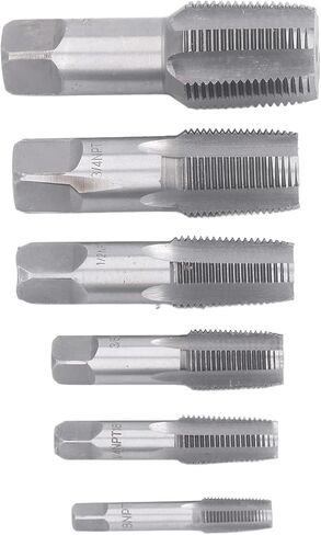 6 Piece NPT Pipe Tap Set, Carbon Steel Thread Forming Taps for Accurate Threads, with Plastic Storage, for Plumbers Mechanics DIYers in Saudi Arabia