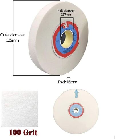 125mm Corundum Bench Grinding Wheel - High-Speed Steel & Tool Steel Sharpening - 12.7mm Hole Diameter, 16mm Thick, 1PC(100 Grit) in Saudi Arabia